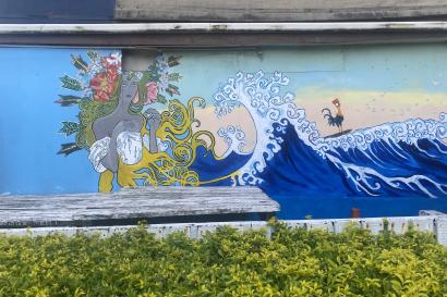 a mural that seems to feature characters from Moana