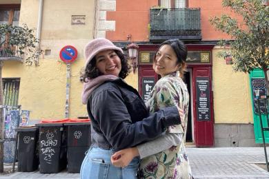 diverse students pose for a photo in Madrid