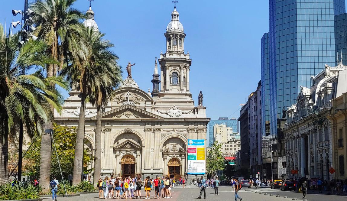 the main square in Santiago, Plaza de Armas