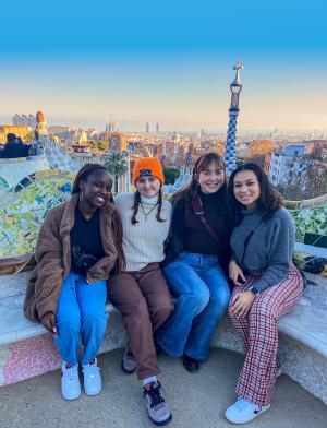 diverse students Park Güell sunset