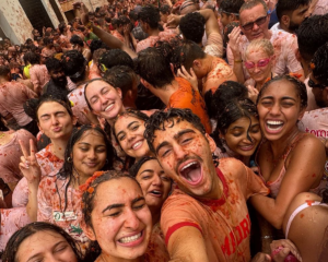 Students at La Tomatina in Madrid