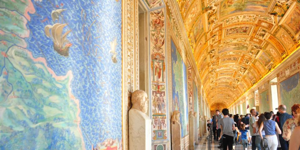 tourists visiting an art museum in Rome
